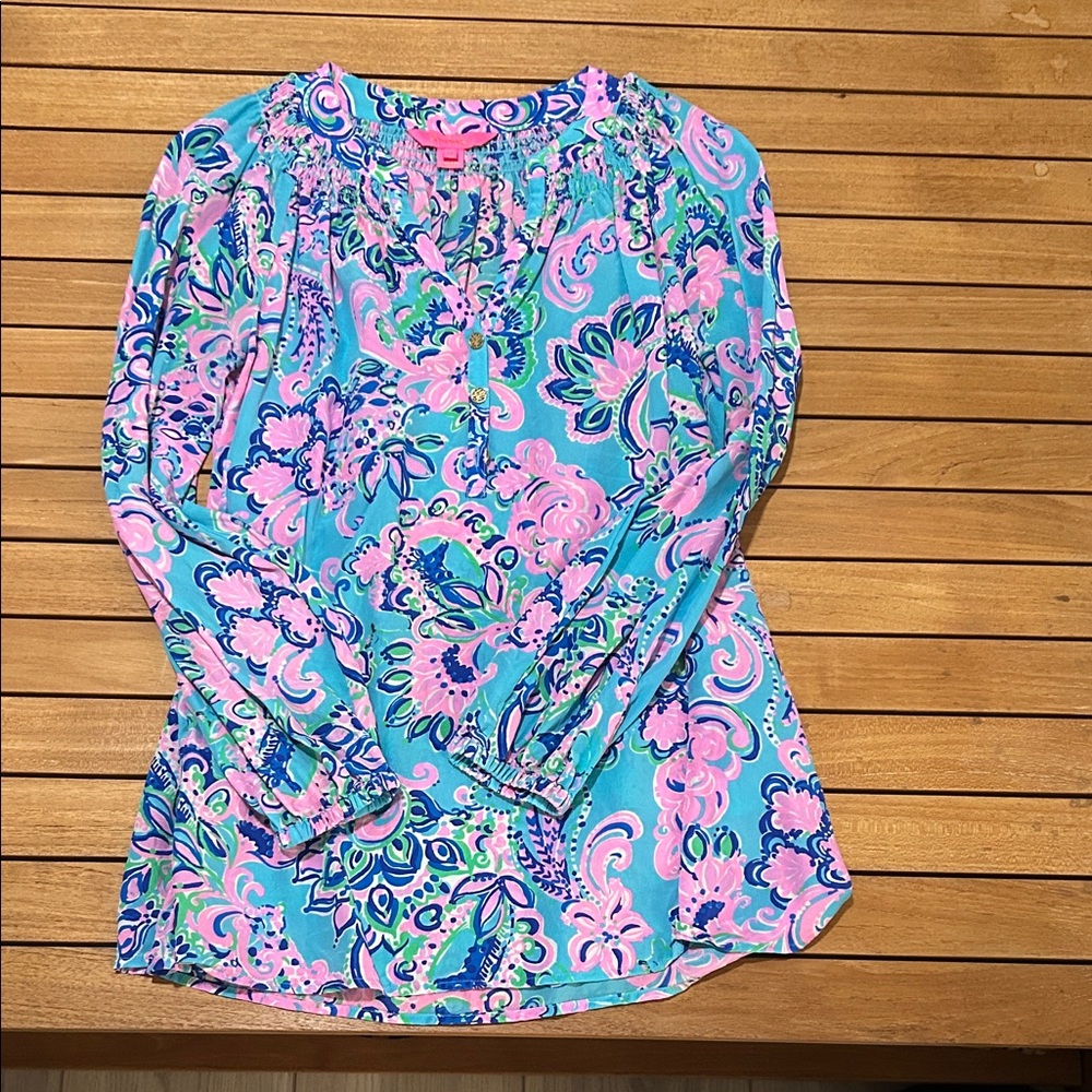 Lilly Pulitzer Pink and Blue Swirl Top
